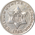 1853 Type 1 Three (3) Cent Silver - CUD Obverse