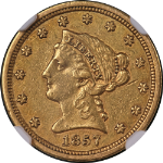 1857-S Liberty Gold $2.50 NGC AU53 Nice Eye Appeal Nice Strike