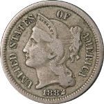 1882 Three (3) Cent Nickel Choice F+ Key Date Superb Eye Appeal Nice Strike