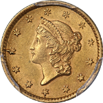 1853-P Type 1 Liberty Gold $1 PCGS MS62 Nice Eye Appeal Strong Strike