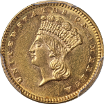 1877 Type 3 Indian Princess Gold $1 PCGS AU58 Superb Eye Appeal Strong Strike