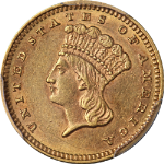 1887 Type 3 Indian Princess Gold $1 PCGS AU58 Nice Eye Appeal Strong Strike