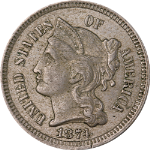 1874 Three (3) Cent Nickel