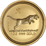 1998 Australia Gold $100 - Lunar Series 1 Tiger - NGC MS70 - STOCK