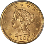 1903 Liberty Gold $2.50 PCGS MS67 Superb Eye Appeal Strong Strike