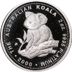 2000 Australia 2 Ounce Proof Platinum Koala - OGP &amp; COA #129 of 225