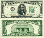 FR. 1964 D $5 1950-C Federal Reserve Note Cleveland D-B Block Choice CU