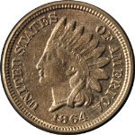 1864 &#39;CN&#39; Indian Cent Choice AU/BU Great Eye Appeal Nice Strike