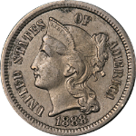 1888 Three (3) Cent Nickel Nice AU Nice Eye Appeal Nice Strike