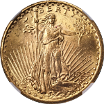 1925-P Saint-Gaudens Gold $20 NGC MS65 Superb Eye Appeal Strong Strike