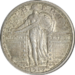 1917-D Type 1 Standing Liberty Quarter Full Head Choice AU/BU Strong Strike