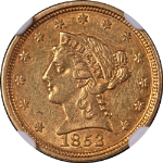 1853-P Liberty Gold $2.50 NGC AU55 Nice Eye Appeal Nice Strike