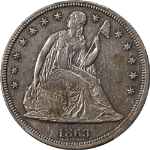 1863 Seated Liberty Dollar Proof PCGS PR50 Nice Eye Appeal Strong Strike