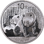2010 China 10 Yuan 1 Ounce Silver Panda BU - STOCK