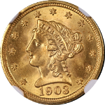 1903-P Liberty Gold $2.50 NGC MS66 Superb Eye Appeal Strong Strike