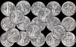 1944 Walking Liberty Silver 50c Roll - About Uncirculated 20pc Lot - WWII Era
