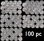 1941-1945 Walking Liberty Silver 50c Roll Set - About Uncirculated 100pc Total