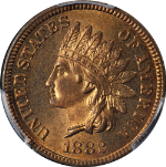 1882 Indian Cent PCGS MS65 RB Superb Eye Appeal Strong Strike