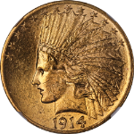 1914-P Indian Gold $10 NGC MS63 Superb Eye Appeal Strong Strike