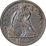 1853 Seated Liberty Dollar NGC AU58 Nice Eye Appeal Strong Strike