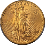 1908-D Saint-Gaudens Gold $20 w/ Motto PCGS MS65 Great Eye Appeal Strong Strike