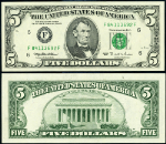 FR. 1985 F $5 1995 Federal Reserve Note Atlanta F-F Block Gem CU