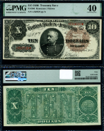 FR. 366 $10 1890 Treasury Note PMG XF40