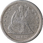 1867-S Seated Liberty Quarter Choice VF Details Key Date Nice Eye Appeal