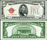 FR. 1528 $5 1928-C Legal Tender Non-Mule G-A Block Gem CU