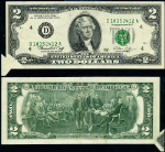 FR. 1935 D $2 1976 Federal Reserve Note Foldover ERROR AU