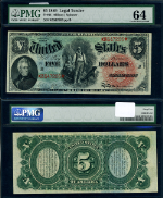 FR. 64 $5 1869 Legal Tender Choice PMG CU64