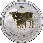 2009 Australia 1 Ounce Year of the Ox Silver Gilded Coin Lunar Series II - OGP