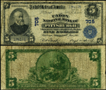 Pittsburgh PA-Pennsylvania $5 1902 PB National Bank Note Ch #705 Union NB Fine+