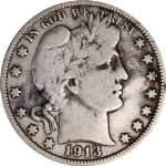 1913-P Barber Half Dollar