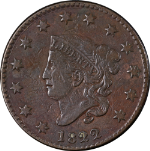 1822 Large Cent Choice VF+ N.4 R.2 Great Eye Appeal Nice Strike