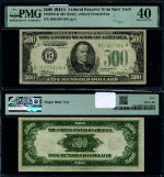 FR. 2202 B $500 1934-A Federal Reserve Note New York B-A Block PMG XF40
