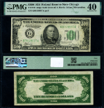 FR. 2201 G $500 1934 Federal Reserve Note Chicago G-A Block PMG XF40