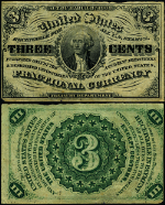 FR. 1226 3 c. 3rd Issue Fractional Note Light Background XF