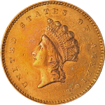 1854 Type 2 Indian Princess Gold $1 Choice AU/BU Nice Eye Appeal Nice Strike