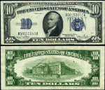 FR. 1705 N $10 1934-D Silver Certificate B-A Block Narrow XF+