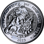 2023 Great Britain 2 Ounce Silver - Tudor Beast - Bull of Clarence - BU - STOCK