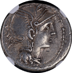 Roman Republic - A.Cl. Pulcher 111-110 BC AR Denarius MancinusUrbinius NGC CH VF