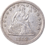 1858-P Seated Liberty Quarter