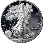 1999-P Silver American Eagle $1 PCGS PR69 DCAM Edmund Moy Signature Label
