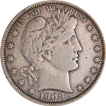 1908-D Barber Half Dollar