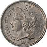 1867 Three (3) Cent Nickel Choice BU++ Superb Eye Appeal Strong Strike