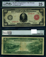 FR. 898 A $10 1914 Federal Reserve Note Chicago Red Seal PMG VF25