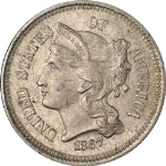 1867 Three (3) Cent Nickel - Choice