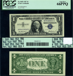 FR. 1619 $1 1957 Silver Certificate B-A Block Gem PCGS CU66 PPQ