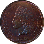 1869 Indian Cent NGC MS66 RB Superb Eye Appeal Strong Strike - Electric Blue